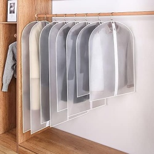 Set 5 Huse de Depozitare cu Fermoar, Flippy, pentru Haine, de Protectie, pentru Voiaj, Netesut, Rezistent la Praf, 60x100 cm, Transparent-Alb - Img 5