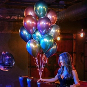Set 50 Baloane din Latex Chrome, Flippy, Model Party, 23 cm, Multicolor, 2.2 g - Img 3