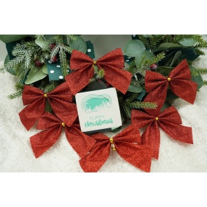 Set 6 fundite pentru brad, Rosii, clasice, cu sclipici, 8 x 9 cm, din poliester, Flippy - Img 5