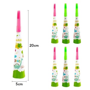 Set 6 Suflatori, Flippy, Colectia Dino Park, 20 x 5 cm, din Carton, Multicolor - Img 3