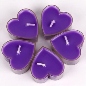 Set 9 Lumanari in Forma de Inima, Flippy, pentru Ziua Indragostitilor, Aroma de Lavanda, Ardere 3.5 h, din Parafina, 4 x 2 cm, Mov - Img 4