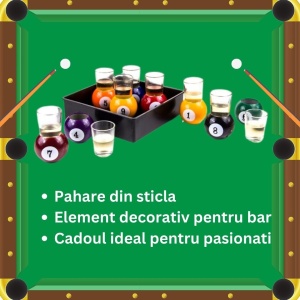 Set 9 pahare de shot Flippy, cu suport tip bila de biliard, detasabil, 30 ml, din sticla, 17 x 17 x 10 cm, multicolor - Img 4