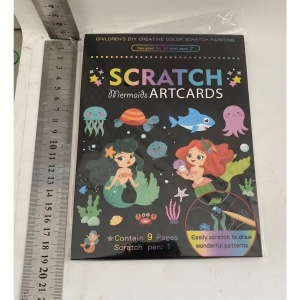 Set 9 Planse Razuibile, Flippy, Scratch ArtCards, +3 Ani, de Razuit si de Colorat, 19 x 14 cm, Model Sirene, Multicolor - Img 2
