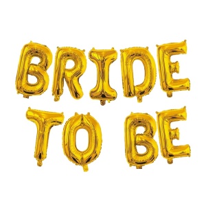 Set Baloane din Folie Metalizata, Flippy, Model Bride to Be, Litere de 40 cm, Baloane Party, Ambalaj Individual, Pai Inclus, Umflare cu Aer sau Heliu, Auriu - Img 1