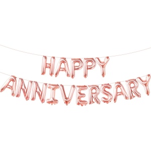 Set Baloane din Folie Metalizata, Flippy, Model Happy Anniversary, Litere de 40 cm, Baloane Party, Ambalaj Individual, Pai Inclus, Umflare cu Aer sau Heliu, Roz - Img 7