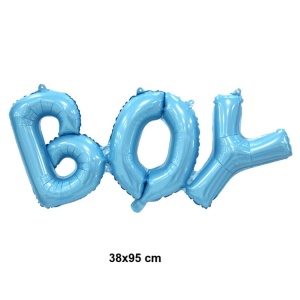 Set Baloane din Folie Metalizată, Flippy, Model Scris Boy, 38x95 cm, Tematica Baby Shower, Baloane Party, Ambalaj Individual, Pai Inclus, Umflare cu Aer sau Heliu, Albastru - Img 2