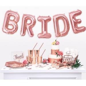 Set Baloane din Folie Metalizata, Flippy, Model Team Bride, Litere de 40 cm, Tema Iubire, Baloane Party, Ambalaj Individual, Pai Inclus, Umflare cu Aer sau Heliu, Roz - Img 3