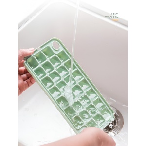 Set Cutie pentru Gheata, Flippy, Uz Casnic, 1 Tavita pentru Cuburi, Capac Etans, Lopata, 23.5x13.3x10 cm, Verde - Img 6