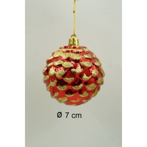 Set de 24 ornamente de brad, Flippy, de tip Glob, Alb/ Rosu, cu ø de 7 cm, din plastic, cu finisaj sclipitor , cutie 16 cm lungime x 36 cm inaltime x 16 cm adancime - Img 11