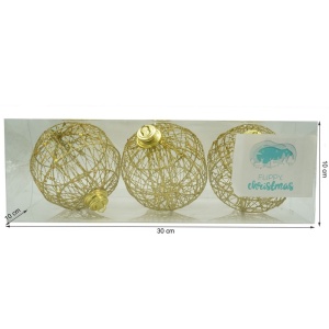 Set de 3 ornamente de brad, Flippy, de tip Glob, Auriu, cu ø de 10 cm, din metal, cu finisaj sclipitor , cutie 10 cm adancime x 30 cm lungime x 10 cm inaltime - Img 11