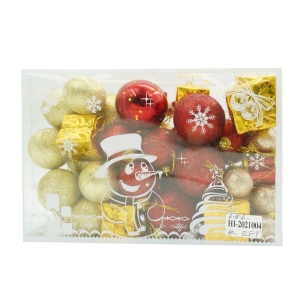 Set de 45 ornamente de brad, Flippy, de tip Glob, , din polistiren, cu finisaj sclipitor , cutie 8 cm adancime x 24 cm lungime x 16 cm inaltime - Img 1