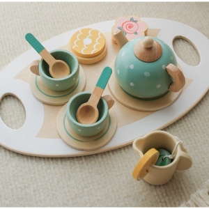 Set de Ceai Flippy, din Lemn, 15 Piese, Vopsea Ecologica, +36 Luni, Multicolor Pastel - Img 2