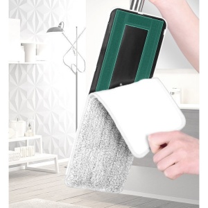 Set de curatenie Flippy, mop si galeata, galeata 6 l, 2 rezerve microfibra incluse, design modern, pentru interior, material plastic, peri sintetici, plat, cu storcere, bej - Img 6