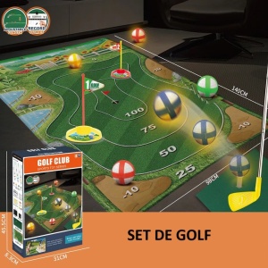 Set de Golf, Flippy, Interactiune Parinte-Copil, Covor de Golf, 140 x 98 cm, 4 Mingii cu Scai, 3 Crose Reglabile, Model A, +3 Ani, Multicolor - Img 2