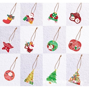 Set Decoratiuni de Craciun pentru Brad, Flippy, Modele Variate, Sfoara Inclusa, 12 Piese, 6 x 7 cm, Model B, Multicolor - Img 4
