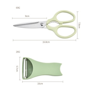 Set foarfeca pentru bucatarie Flippy, curatator legume tip suport, multifunctional, spargator nuci, material ABS si otel inoxidabil, maner ergonomic, 16.8 x 7.8 x 1 cm, verde - Img 3