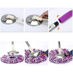 Set mop rotativ cu galeata Flippy, material plastic si microfibra, rezistent, cu dop scurgere, vas detasabil, pentru interior, capacitate 8 l, negru/rosu - Img 3