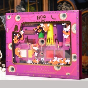 Set Produse de Pictat Fata, KEVIN & COCO, Halloween, 12 culori, 3 Rujuri, 4 Tuburi Vopsea, 25.5 x 20.5 x 2.6 cm, Multicolor - Img 6