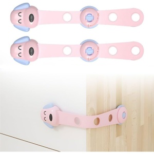 Siguranta pentru Usi Copii, Flippy, Sistem de Blocare Sertare, Dulap, Frigider, Adeziv, cu Sistem de Inchidere Dublu, Model Catelus, Roz - Img 4