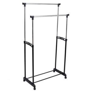 Stand haine dublu, negru, 83x43x94-168 cm - Img 1