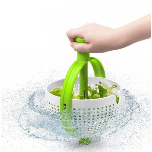 Strecuratoare multifunctionala rotativa, cu maner, material ABS, 22x12 cm, maner 18 cm, cu ventuza pentru prindere sigura, practic si usor de folosit, verde - Img 4