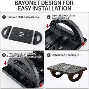 Suport Ergonimic pentru Picioare, Flippy, Plastic, cu Role de Masaj pentru Talpi, pentru Birou, Usor de Transportat, Detasabil, 33.5x24x12 cm, Negru - Img 6