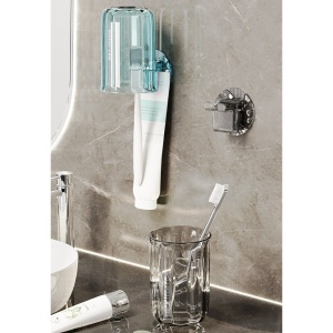 Suport Multifunctional 2 in 1, Pahar si Suport pentru Periuta de Dinti, Flippy, Plastic, Dimensiune: 10.4 x 7.3 x 7.3 cm, Roz - Img 5