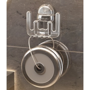 Suport Multifunctional Dublu, Pahar si Suport pentru Periuta de Dinti, Flippy, Plastic, 11 cm x 11.5 cm, Transparent - Img 9