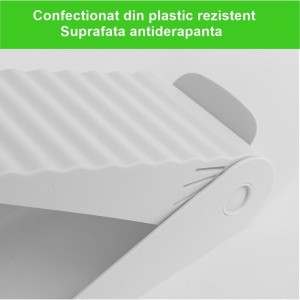 Suport pentru Pantofi, Flippy, cu Două Straturi, Organizator, Antiderapant și Durabil, Inălțime Reglabilă, 25.5x11x7.5 cm, Alb, 150 g - Img 2