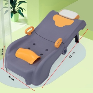 Suport Pliabil pentru Spalat Parul Flippy, Pentru Copii, 0 - 16 ani, cu Picioare Antialunecare, Material Polipropilena, Suport Cap Reglabil, cu Manere, 82 x 40 x 28 cm, Bleumarin - Img 2