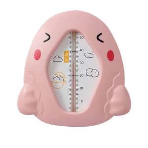 Termometru pentru Baie, Flippy, Plutitor, Rezistent la apa, Multifunctional, Model Gaina, 10.5x10.5x2.5 cm, Roz - Img 1
