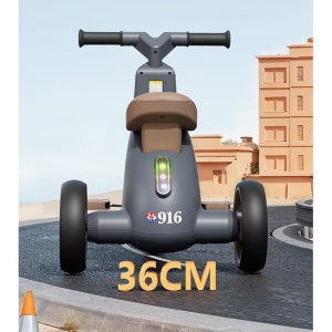 Tricicleta pentru Copii, Flippy, Exercitiu de Echilibru, pentru 1-6 Ani, Functie de Lumini si Sunete, cu Pedale, din Plastic, Roti Gonflabile, Greutate Portanta 60 kg, 57 x 36 x 47 cm, Gri - Img 6