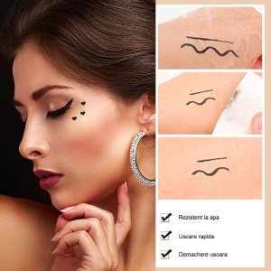 Tus Lichid pentru Ochi, Flippy, 2 Capete, Eyeliner si Stampila Inima, Pentru Ochi si Corp, 50 g, Rezistent la Apa, 12.7 x 3 cm, Negru - Img 2