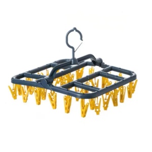 Uscator de Rufe Suspendat Flippy, cu 40 Carlige, Rotire 360 Grade, Protectie Vant, Pliabil, Patrat, Mateiral Plastic, Usor de Depozitat, Multifunctional, 36 x 24 cm, Albastru/Galben - Img 1