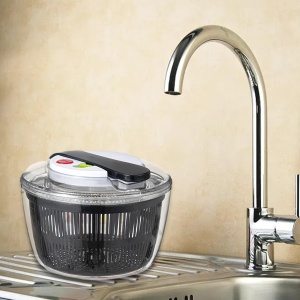 Uscator Manual pentru Salata si Verdeturi, Flippy, Plastic, 16x15x21 cm, Capacitate 3L, Negru - Img 4