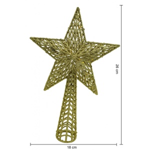 Varf decorativ de brad, Auriu, in forma de Stea, cu model decupat, din Plastic/Metal, 18 cm x 26 cm, Interior/Exterior, Flippy - Img 6