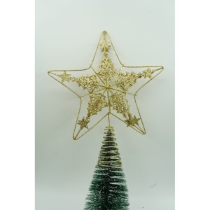 Varf decorativ de brad, Auriu, in forma de Stea, design de braduti, din Plastic/Metal, 24 cm x 27 cm, Interior/Exterior, Flippy - Img 5
