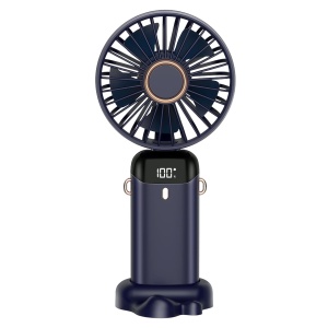 Ventilator Ultra Portabil cu Aromaterapie, Flippy, 3 in 1, de Mana, de Birou, de Gat, 5 Trepte de Viteza, Incarcare USB, Autonomie 12h, Pliabil, cu Ecran LCD, Albastru - Img 10