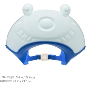 Viziera de Protectie Baie Pentru Copii, Fippy, Model Broasca, Dimensiune ajustabila, Durabil, Usor de curatat, Impotriva Samponului, pentru Ochi si Urechi, TPE+PP, 24x23 cm, Albastru - Img 3