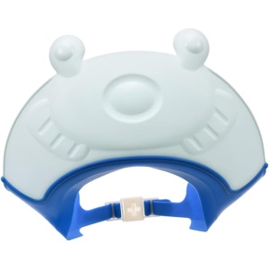 Viziera de Protectie Baie Pentru Copii, Fippy, Model Broasca, Dimensiune ajustabila, Durabil, Usor de curatat, Impotriva Samponului, pentru Ochi si Urechi, TPE+PP, 24x23 cm, Albastru - Img 1