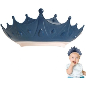 Viziera de Protectie Baie Pentru Copii, Fippy, Model Coroana, Dimensiune ajustabila, Durabil, Usor de curatat, Impotriva Samponului, pentru Ochi si Urechi, TPE+PP, 15x13 cm, Albastru Inchis - Img 7