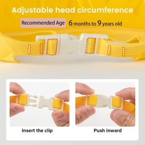 Viziera de Protectie Baie Pentru Copii, Fippy, Model Hipopotam, Dimensiune ajustabila, Durabil, Usor de curatat, Impotriva Samponului, pentru Ochi si Urechi, TPE+PP, 22x21 cm, Galben - Img 3