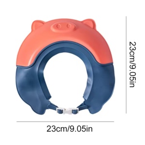 Viziera de Protectie Baie Pentru Copii, Fippy, Model Purcelus, Dimensiune ajustabila, Durabil, Usor de curatat, Impotriva Samponului, pentru Ochi si Urechi, TPE+PP, 23x23 cm, Rosu - Img 6