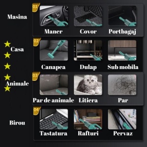 Aspirator Portabil fara Fir, Flippy, Incarcare USB, Pentru Casa si Masina, Autonomie 45 min, Negru - Img 10