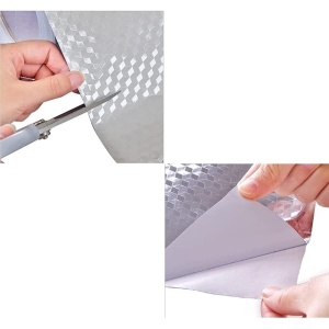 Autocolant de Bucatarie, Flippy, Autoadeziv, Impermeabil, Rezistent la Temperaturi Ridicate, din PVC, 40 x 100 cm, Model Cub 3D, Argintiu - Img 5