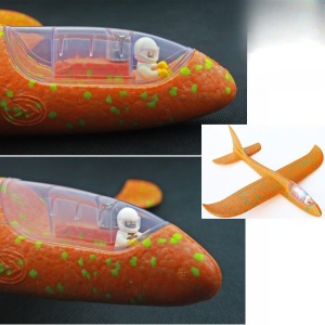 Avion Planor cu Pilot, Flippy, Din Polistiren, Cu Lumini in Cabina Pilotului, Lungime 47 cm, Portocaliu - Img 4