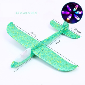 Avion planor din polistiren in punga , lungime 47 cm , Verde, cu lumini pe cap, Flippy - Img 2