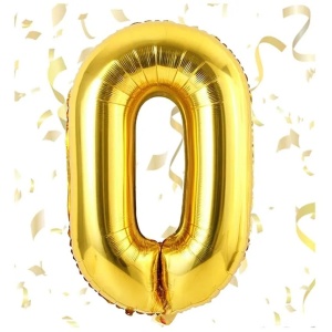 Balon din Folie Flippy, Cifra 0, 81 cm, Pentru Aer sau Heliu, Bulk, Auriu - Img 2