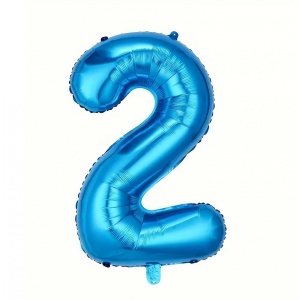 Balon din Folie Flippy, Cifra 2, 81 cm, Pentru Aer sau Heliu, Albastru - Img 1