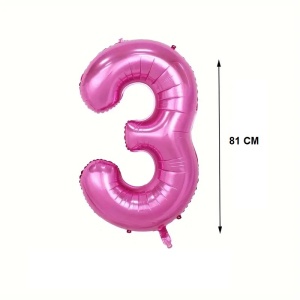 Balon din Folie Flippy, Cifra 3, 81 cm, Pentru Aer sau Heliu, Mov - Img 3